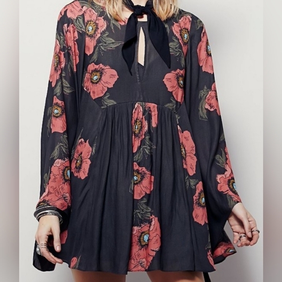 Free People Poppy Field Forever Mini Dress Small - Picture 1 of 6